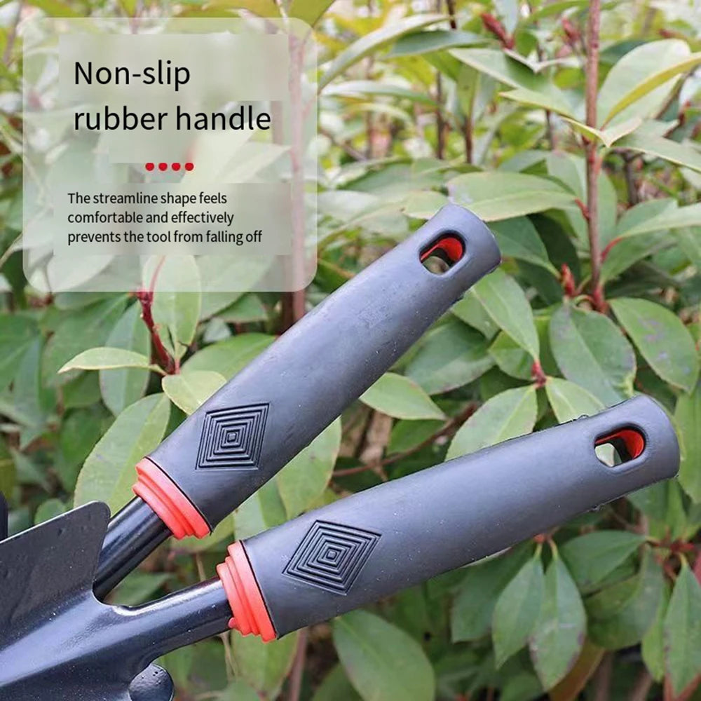 Conjunto de Ferramentas de Jardinagem Mini com 4 Peças, Incluindo Pá, Rastelo e Enxada para Plantio de Flores e Vegetais, Equipamento de Jardinagem Manual para Casa e Jardim