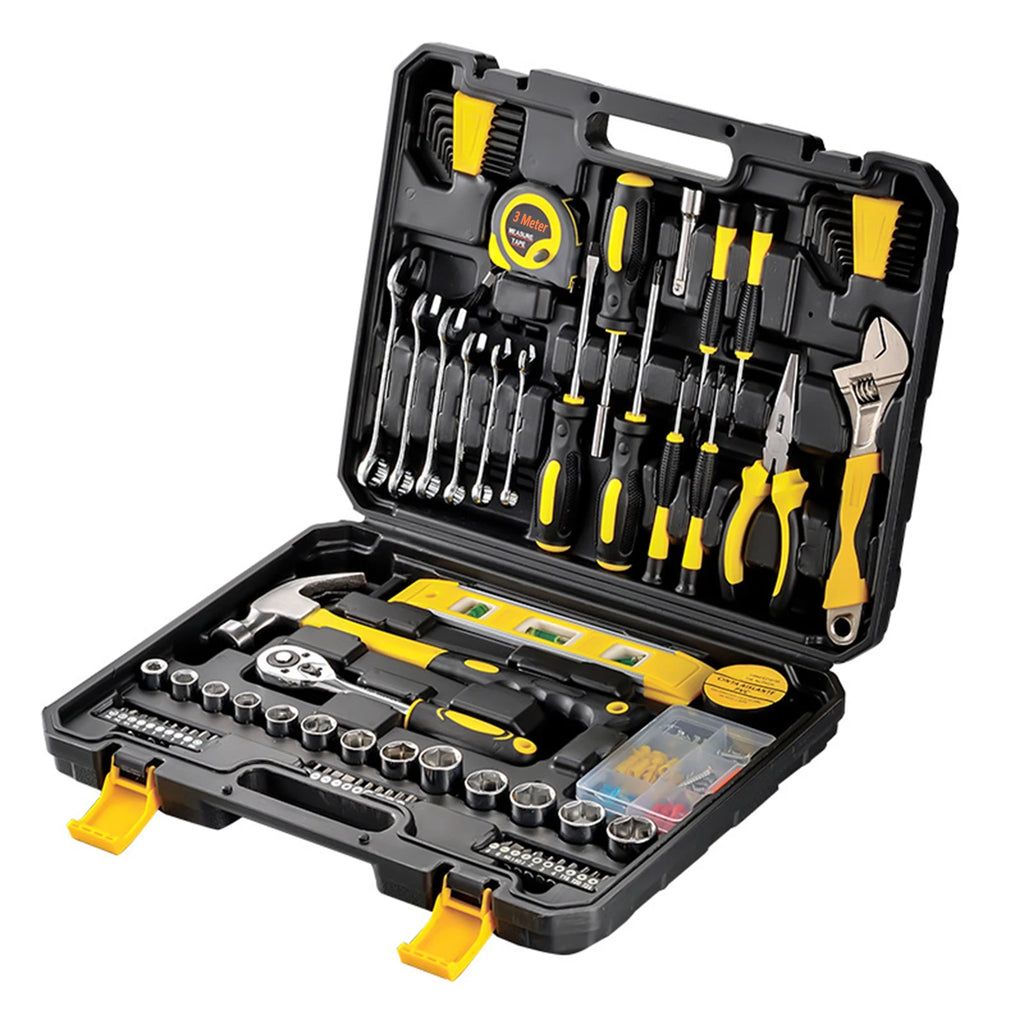 Conjunto de ferramentas manuais de 108 peças para reparo doméstico e de carro com caixa de ferramentas de plástico, kit de ferramentas domésticas em geral