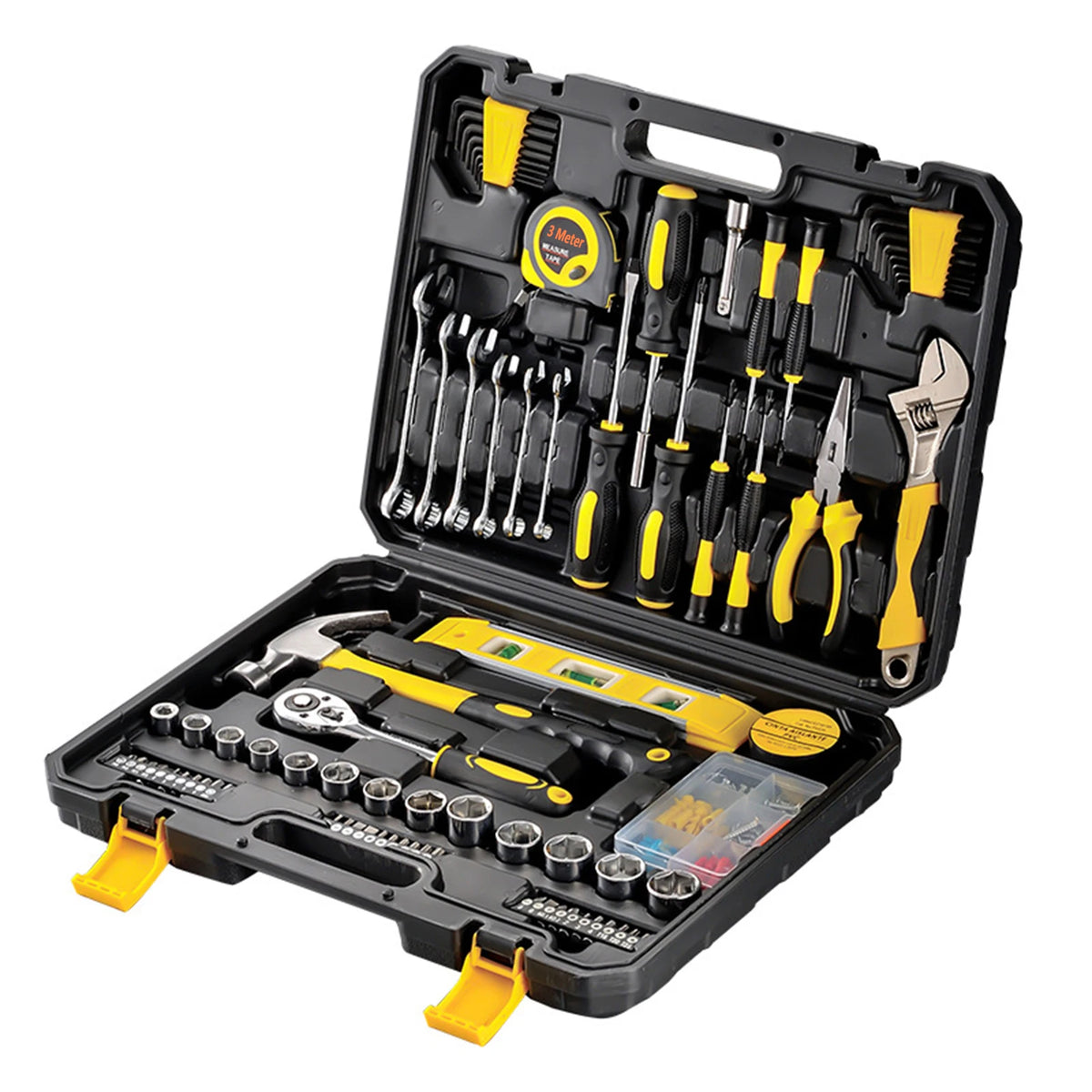 Conjunto de ferramentas manuais de 108 peças para reparo doméstico e de carro com caixa de ferramentas de plástico, kit de ferramentas domésticas em geral