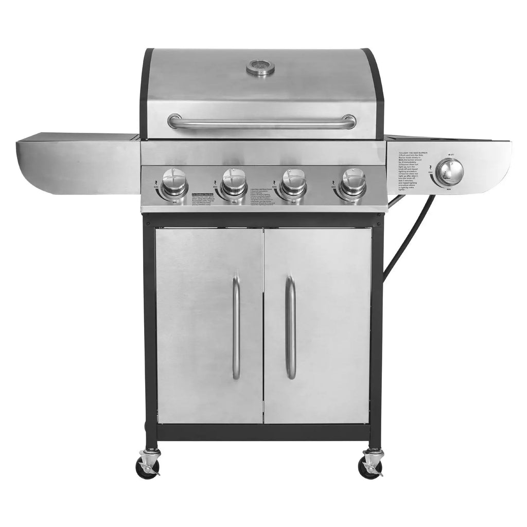 Propane Gas Grill with 4 Burners 425 SQ.In Grilling Area Carbon Steel Enamel Grates 52,000 BTU for Outdoor Backyards