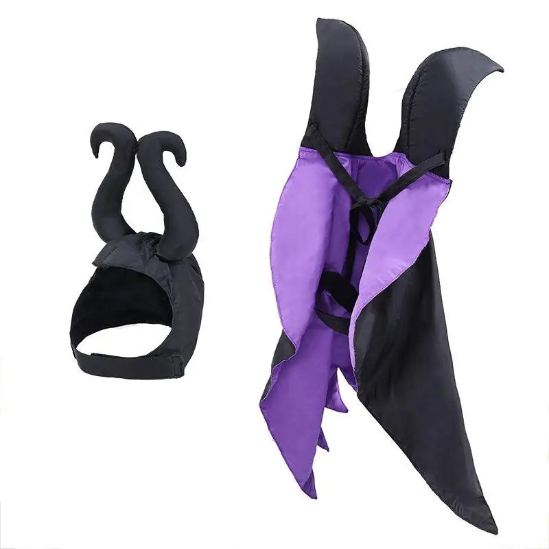 Fantasia de Halloween para Cães e Gatos, Capa com Capuz, Capa de Veludo da Maléfica, Ajustável, Vestuário para Festa de Cosplay, Brinquedo Engraçado de Bruxa para Animais de Estimação