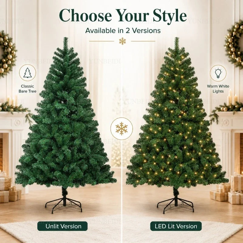 Árvore de Natal Artificial Grande em PVC com Luzes LED, de 120cm a 300cm, Decoração para Festa de Natal e Ano Novo em Família