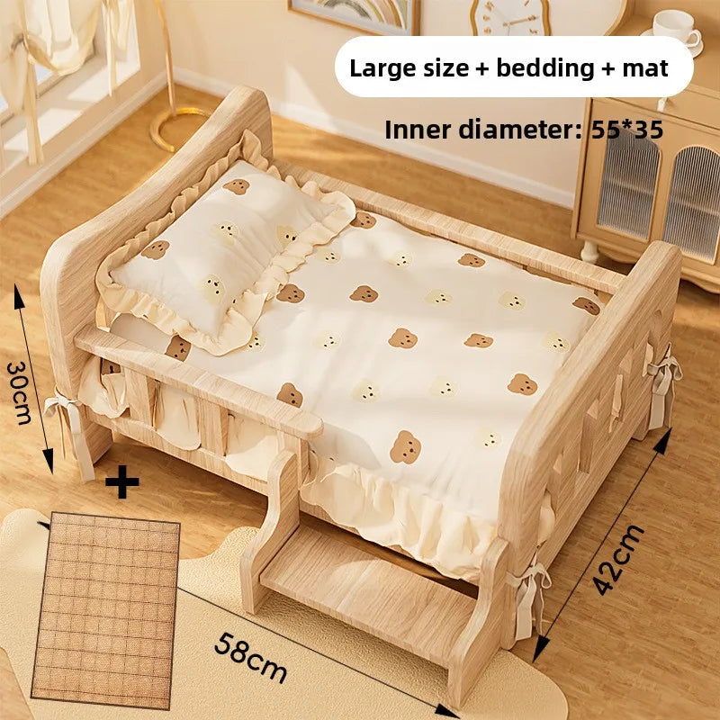 Cama para animais de estimação, cama para cães de madeira maciça, cama para gatos para todas as estações, sofá para dormir para animais de estimação, cama para gatos e cama para cães, prateleira para gatos, condomí