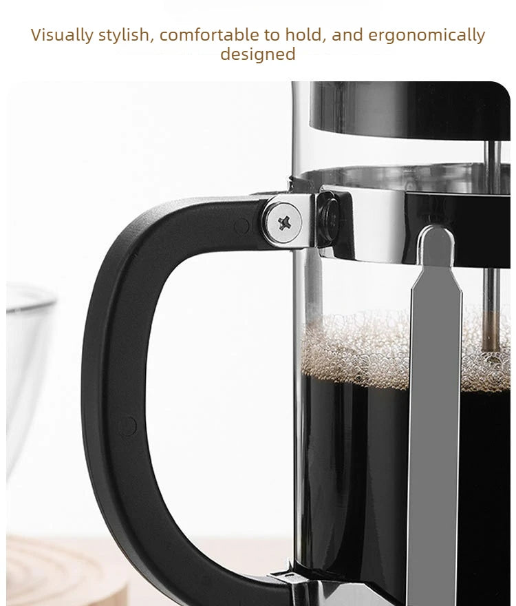 Cafeteira francesa de aço inoxidável, prensa de café isolada com sistema de 4 filtros, cafeteira manual para chá, camping e viagens