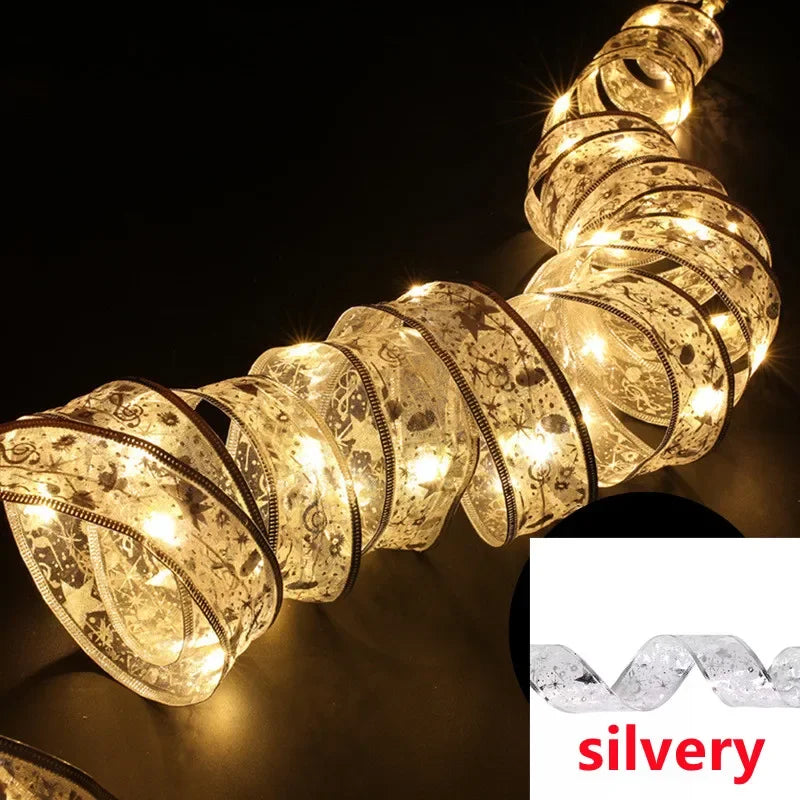 Luzes de Natal em Fita LED, Luzes de Cordão de 1 a 10M, Lâmpada de Fita com Glitter em Forma de Floco de Neve para Decoração de Árvore de Natal e Festas
