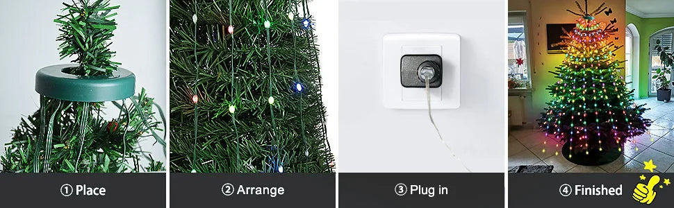 Luzes de Natal RGBIC de 1,8m com 400 LEDs, Luzes de Cordão para Festas com Texto Personalizável, IP65 à Prova d'Água para Decoração de Natal Interna e Externa