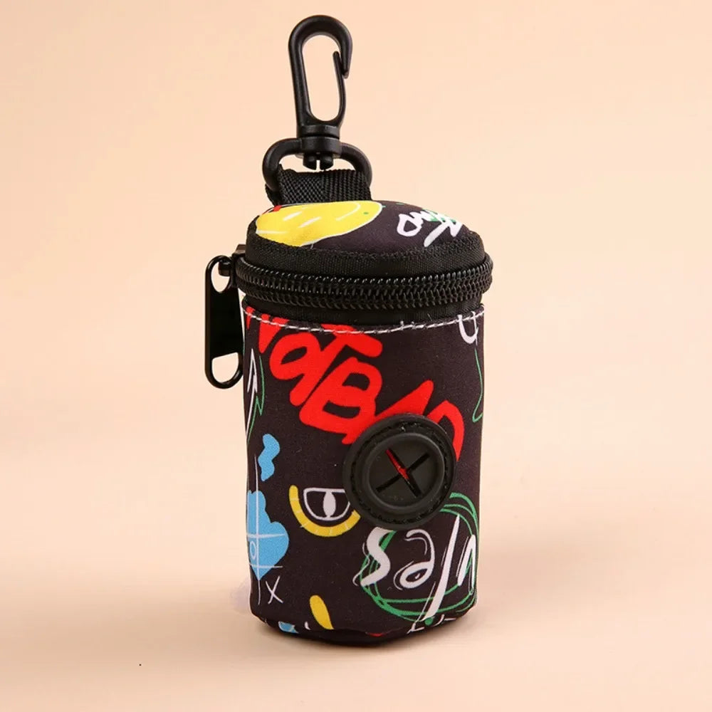 Hangable cão cocô saco dispensador zíper cães andando acessório saco de resíduos titular portátil bonito sacos de lixo organizador suprimentos para animais de estimação