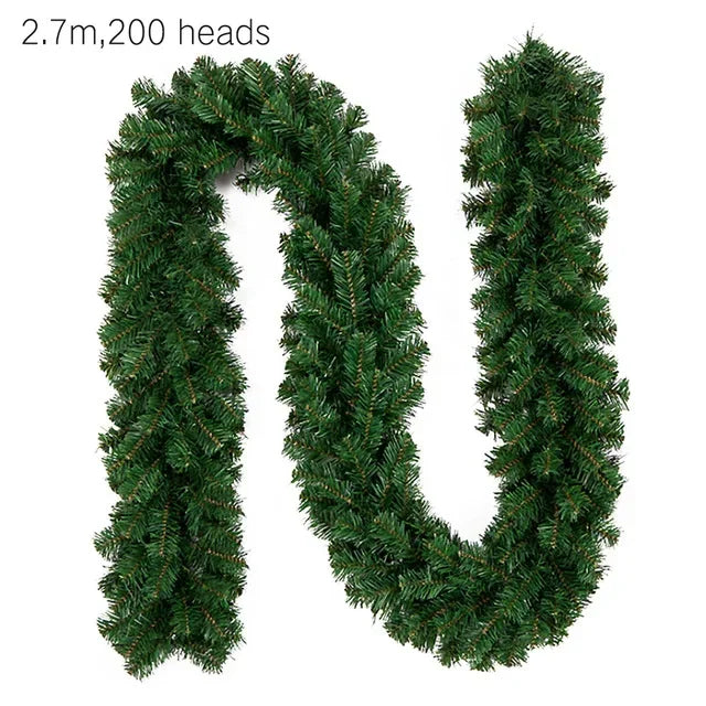 2.7m verde artificial guirlanda de natal poinsétia guirlanda de flores de natal árvore de natal rattan pendurado ornamento decoração