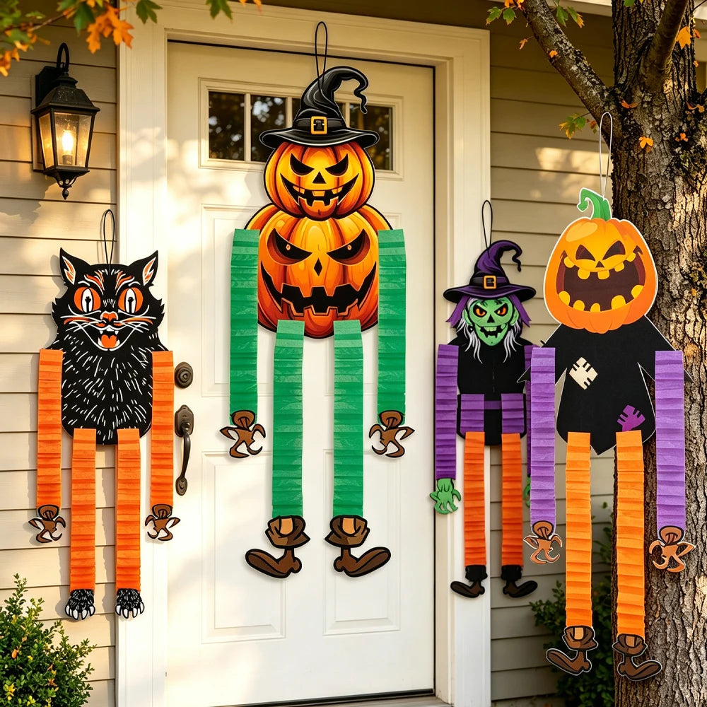 Decorações de Halloween para Pendurar: Abóboras, Bruxas, Gatos, Vampiros – Enfeites para Festas de Doçura ou Travessura, Decorações Internas e Externas para Jardim, Portas e Paredes