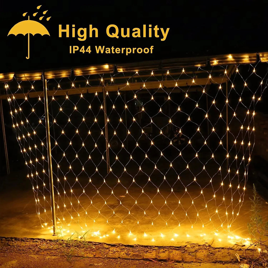 Decorações de natal lâmpada led rede de pesca luz ao ar livre à prova dwaterproof água rua árvore decoração luz festival casamento malha luz