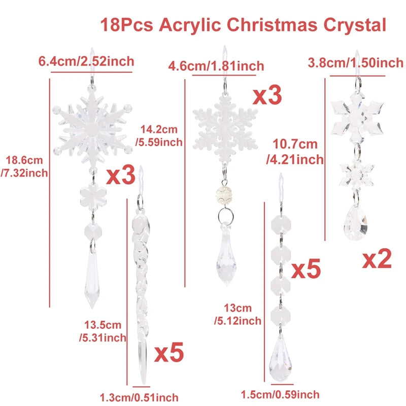 Ornamentos de cristal acrílico de natal decoração de festa de natal 2025 natal floco de neve enforcamentos navidad natal presente de ano novo 2026
