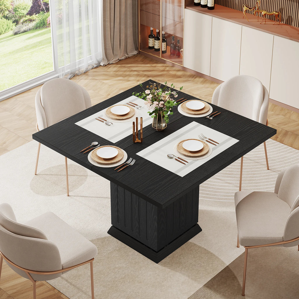 Mesa de jantar quadrada Tribesigns com 2 jogos americanos, mesa de jantar pequena de madeira projetada moderna para 4 pessoas