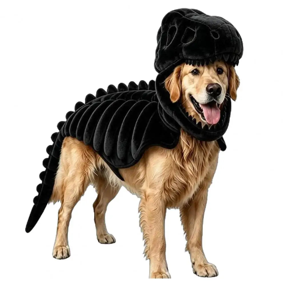 Fantasia de Halloween para Cães em Poliéster Macio, Fantasia de Esqueleto de Dinossauro para Animais de Estimação, Dinossauro de Halloween para Cães e Gatos