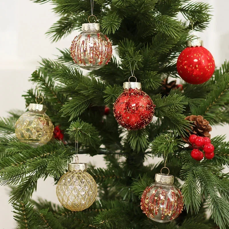25 pçs 6cm bolas de natal bola grande árvore de natal pingente ornamentos para decoração de festa 2025 ano novo navidad presentes acessório ljiao