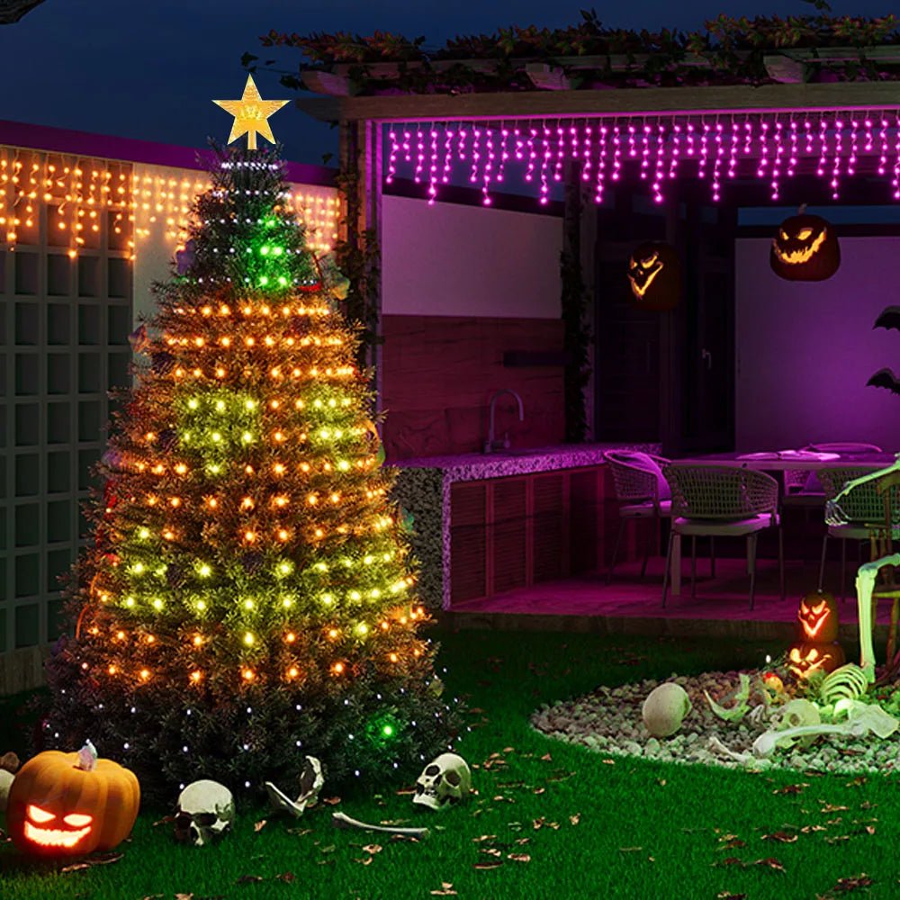 Luzes LED para Árvore de Natal 400 LEDs, Luzes de Cordão RGB Inteligentes para Decoração de Feriados, Controle por APP/Remoto
