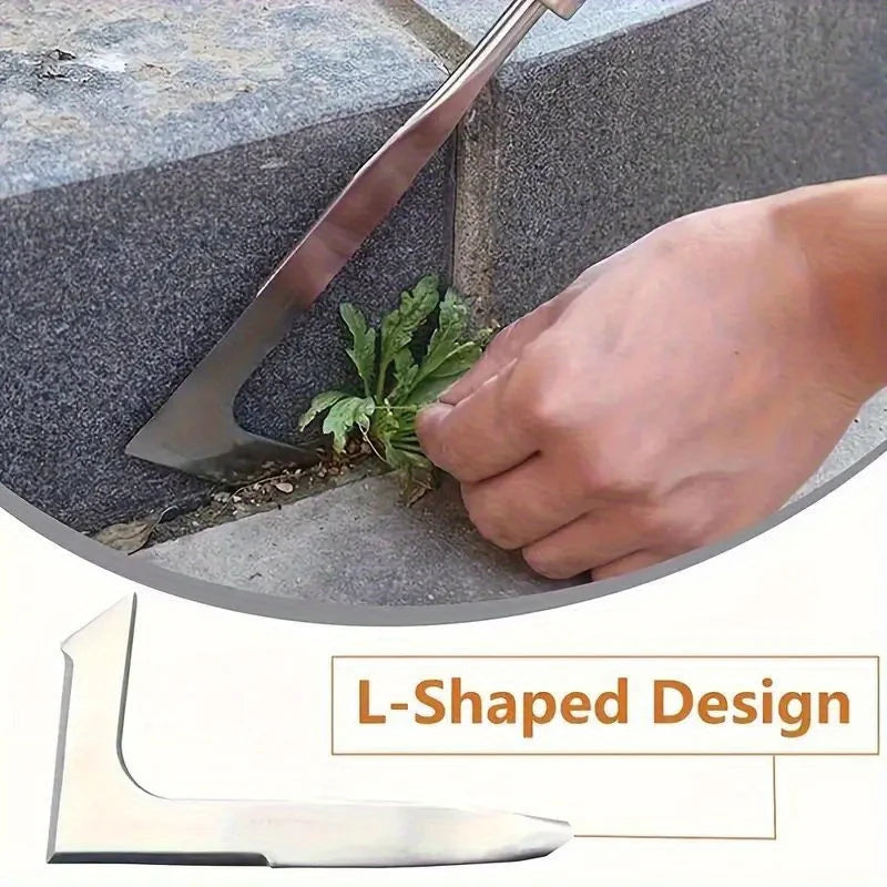 Ferramenta de Aço Inoxidável para Remoção de Ervas Daninhas, Ferramenta Manual de Jardim Multiuso em Formato L, Usada para Limpeza de Ervas Daninhas em Jardins, Terraços e Caminhos