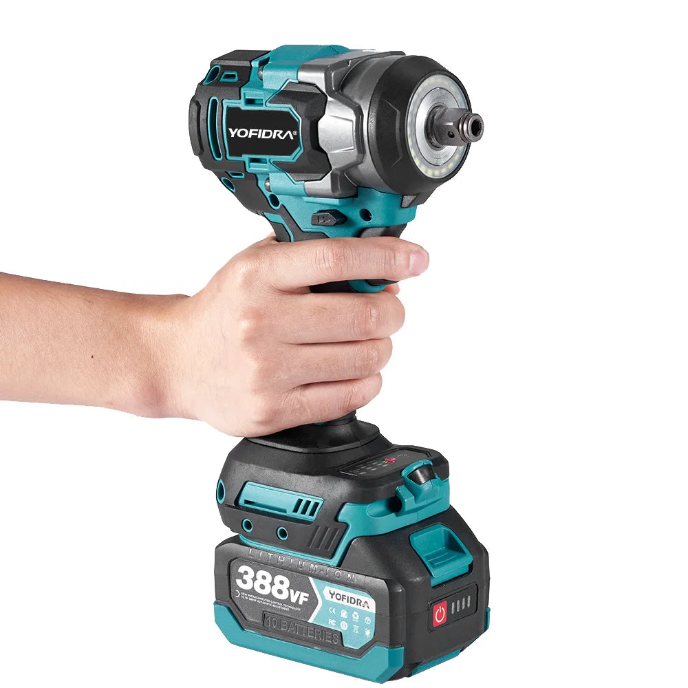 Yofidar com chave de impacto elétrica sem escova, 1200n.m, 5 engrenagens, 1/2 '', chave de fenda, ferramenta elétrica de reparo de carro para makita, pino de bateria de 18v