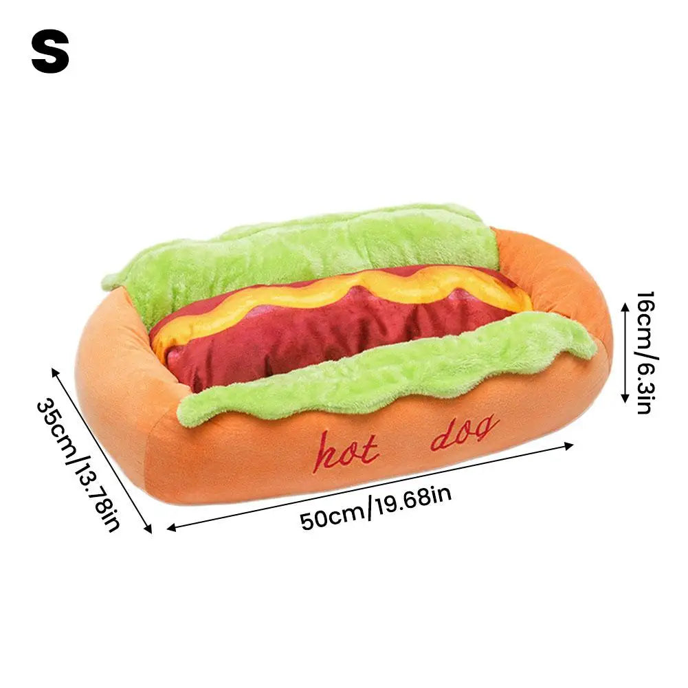 Cama para Animais de Estimação em Formato de Cachorro-Quente, Almofada Macia de Fibra para Cães e Gatos, Casa Quente para Filhotes, Camas Removíveis e Laváveis para Cães e Gatos