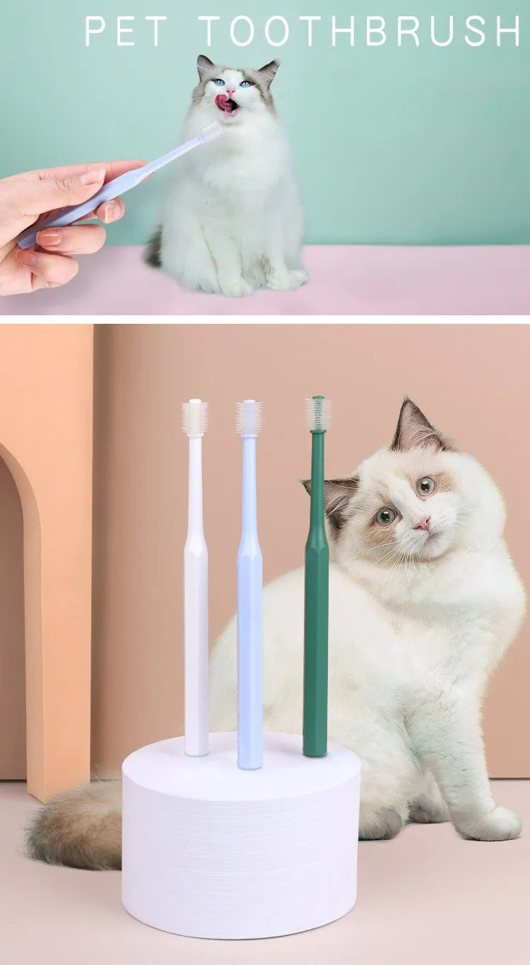 Pequena cabeça Pet Toothbrush, 360-degrees Dog Teeth Cleaning, Soft Hair Cat Tooth Brush, Pet Products