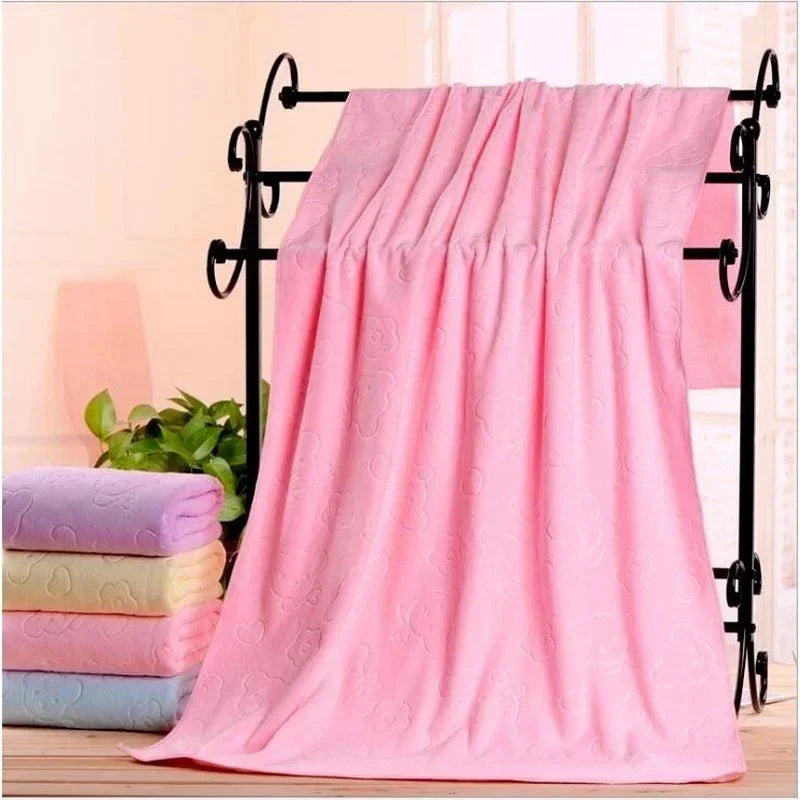 Toalha de banho gravada Microfiber, acessório absorvente espesso, macio, suprimentos domésticos, 70*140
