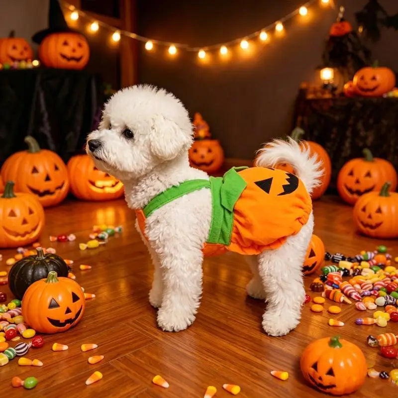 Fantasia de Abóbora para Animais de Estimação de Halloween, Vestido Fofo para Pets, Roupa Engraçada de Abóbora para Cães Pequenos, Gatos, Teddy, Poodle, Bichon, Roupas para Festa