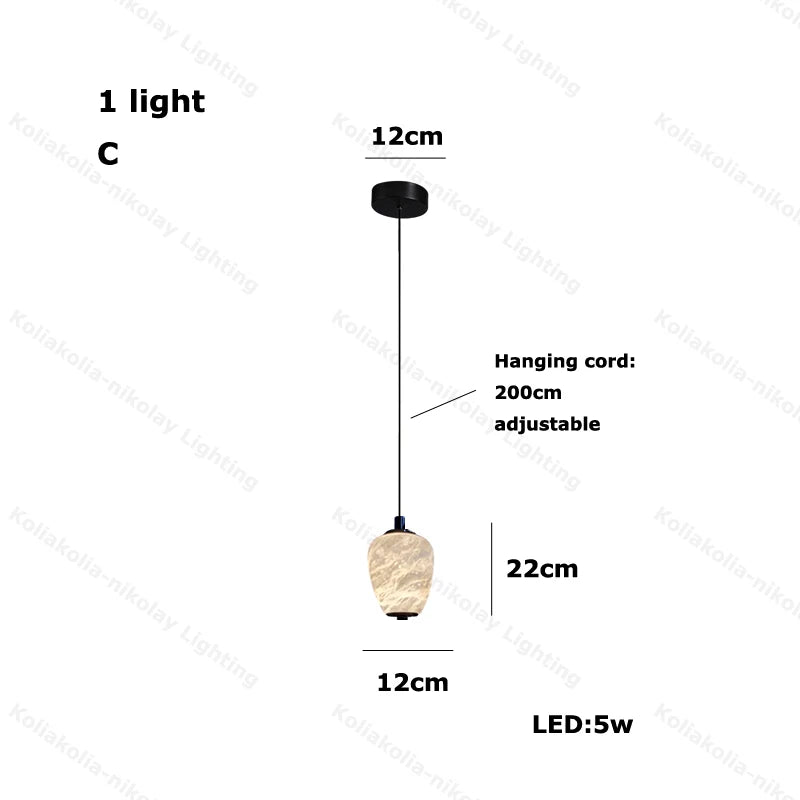 Lustres de LED Reguláveis de Mármore Natural para Decoração de Casa, Nova Tendência 2026, Iluminação para Sala de Estar e Sala de Jantar