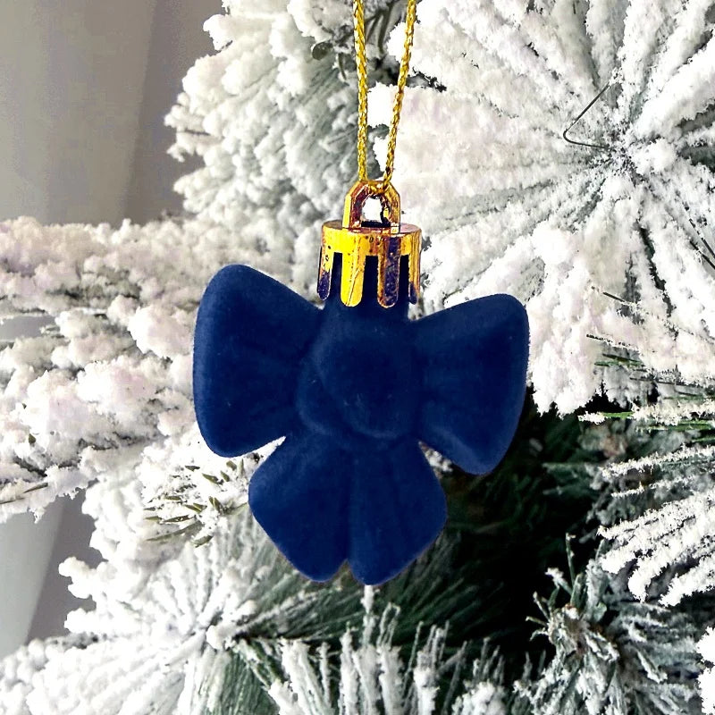 Conjunto de 35 bolas de Natal, enfeites para pendurar na árvore de Natal, veludo azul royal, formatos variados, decoração para festas de fim de ano.