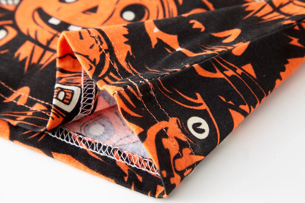 Pijamas de Halloween para crianças com estampa de abóbora 100% algodão conjunto de pijama macio meninos meninas 1-8 anos roupa de dormir de manga comprida
