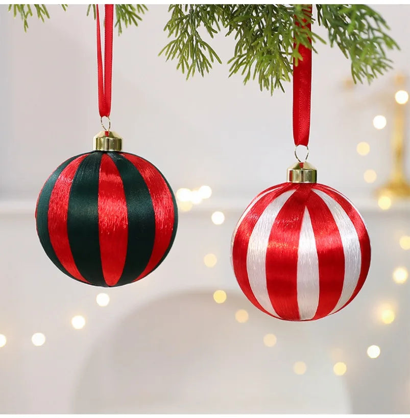 Novo 6 pçs conjunto de bola de natal pingente decorativo seda janela de natal atmosfera decoração árvore de natal bola de espuma pingentes