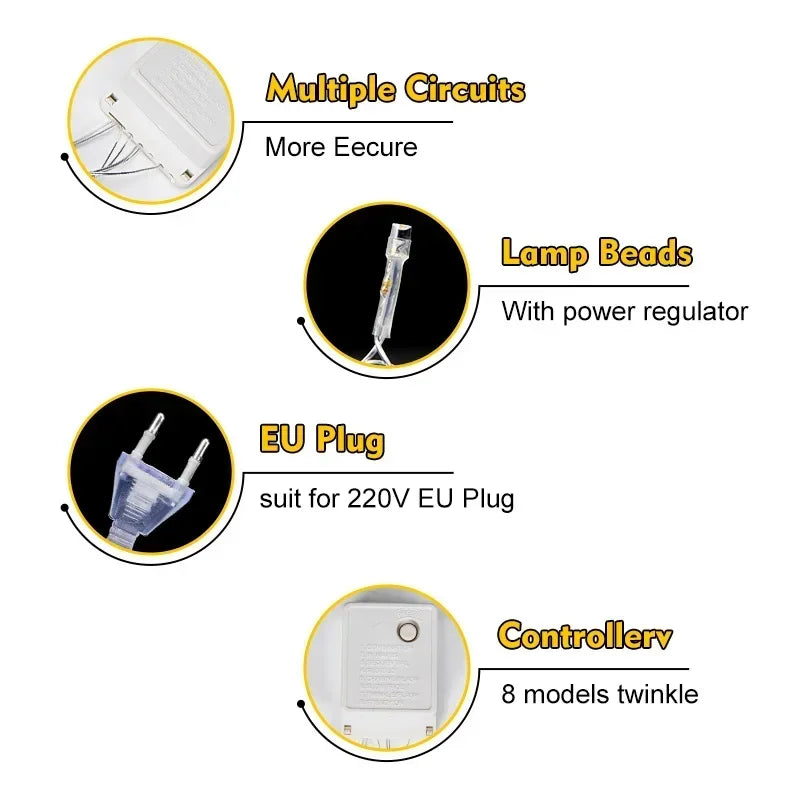 Guirlanda de led luzes da corda 10m 30m 50m 100m árvore de natal decoração de casamento à prova dwaterproof água luz de fadas interior ao ar livre 220v lâmpada da ue