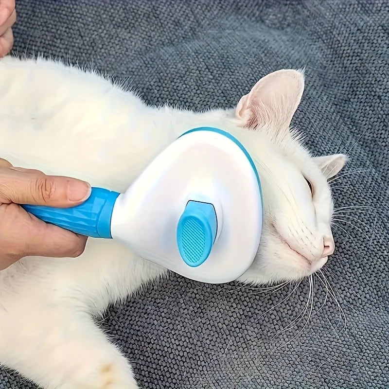 Escova para Remoção de Pelos de Gatos e Cães com Mecanismo de Um Toque - Pente de Higiene para Animais de Estimação de Alta Resistência