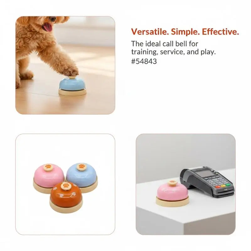 Campainha de Treinamento para Animais de Estimação com Padrão de Patinhas Adorável, Base Antiderrapante para Treinamento de Filhotes e Gatinhos, Alerta de Alimentação, Suprimentos para Animais de Estimação