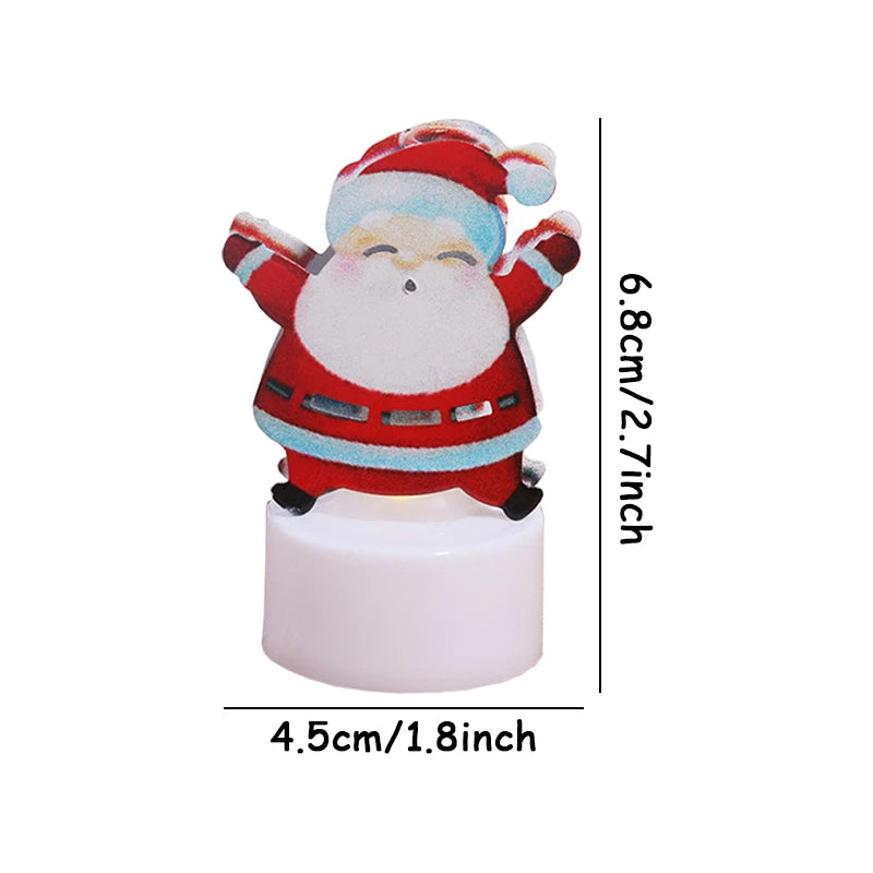LED Christmas Candle Lamp Decorações, pequena Santa, boneco de neve, árvore de Natal, Holiday Night Lights, Home Party, Jardim