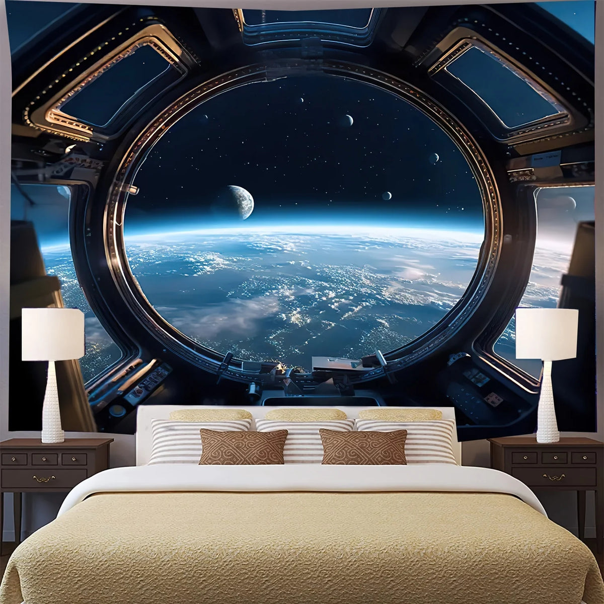 Vikama nave espacial poivota terra céu estrelado tema tapeçaria quarto sala de estar decoração da sala de jogos decoração do quarto