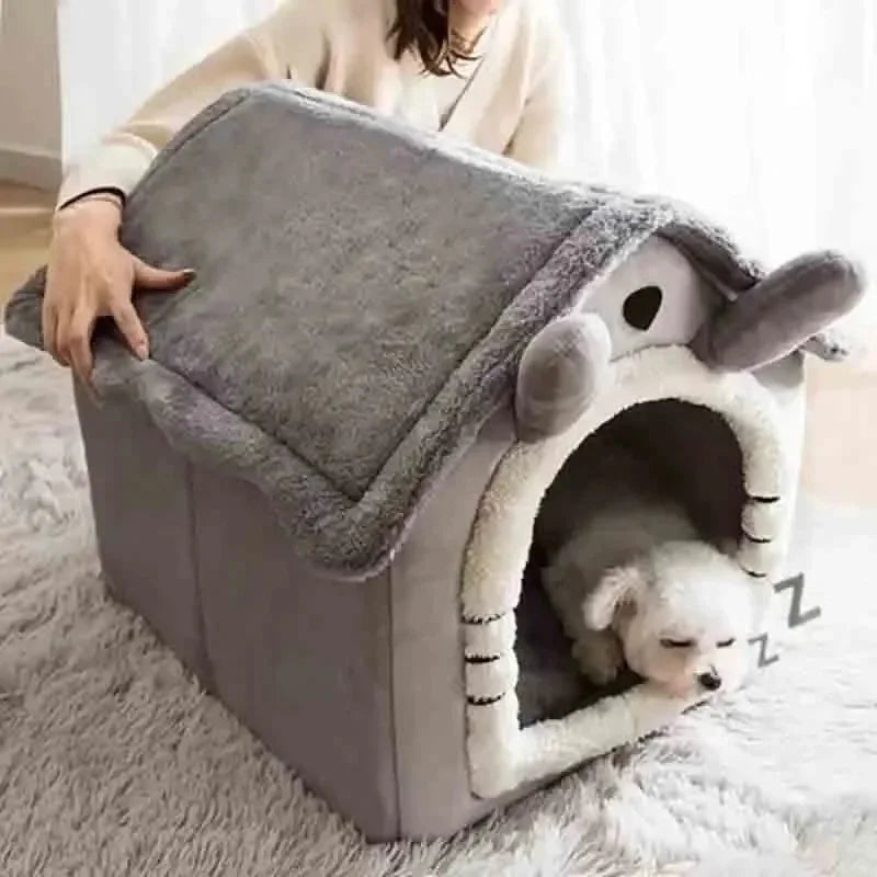 Casa interna quente para cães, cama macia para animais de estimação, tenda, canil para cães e gatos, almofada removível e lavável, adequada para quatro estações, universal
