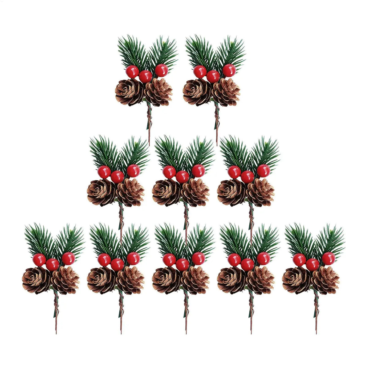 Decoração de natal picaretas 10 peças decoração artificial do feriado ramos de natal decorativos para cartões de felicitações de configuração de casamento