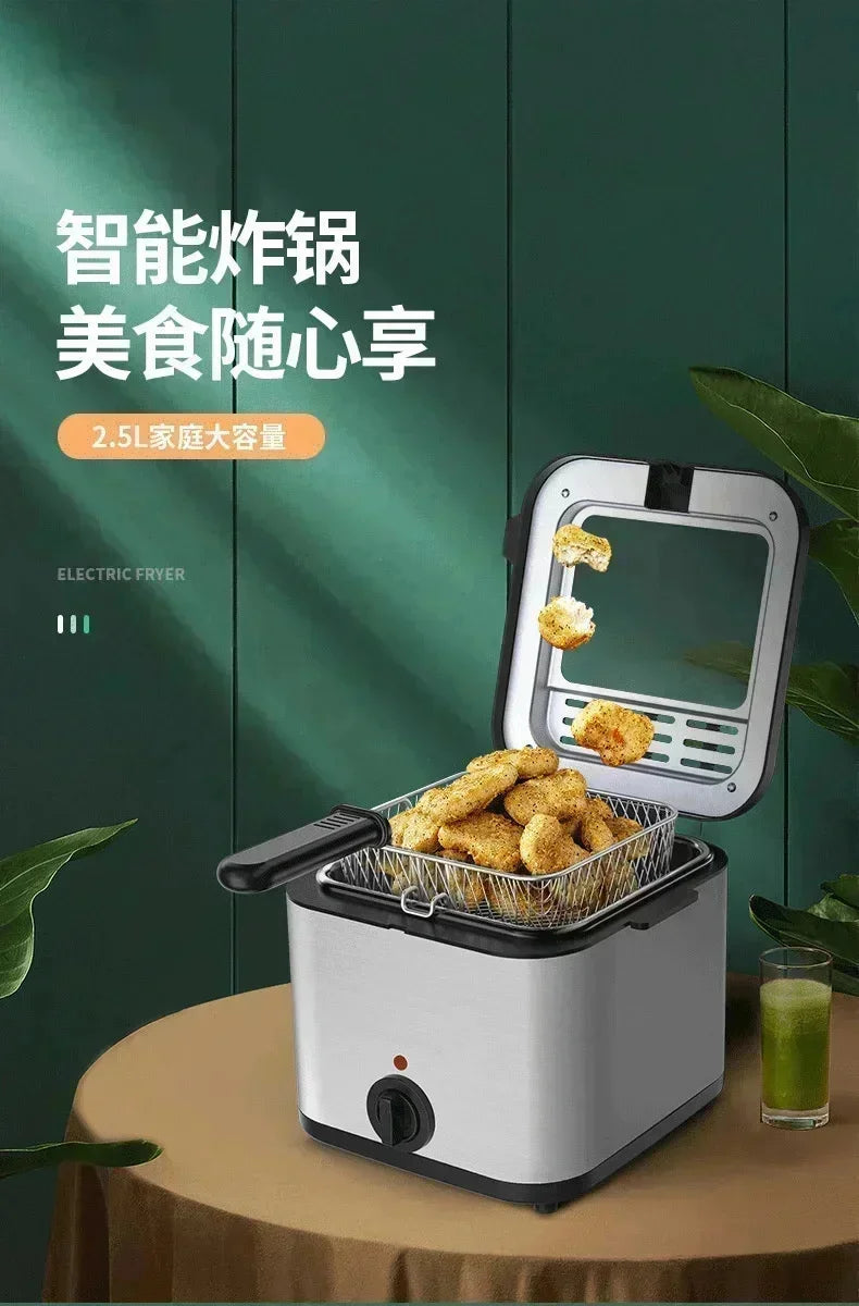 110v 220v 1000w 2.5l casa multi funcional fritadeira elétrica óleo batatas fritas asas de frango lanche máquina