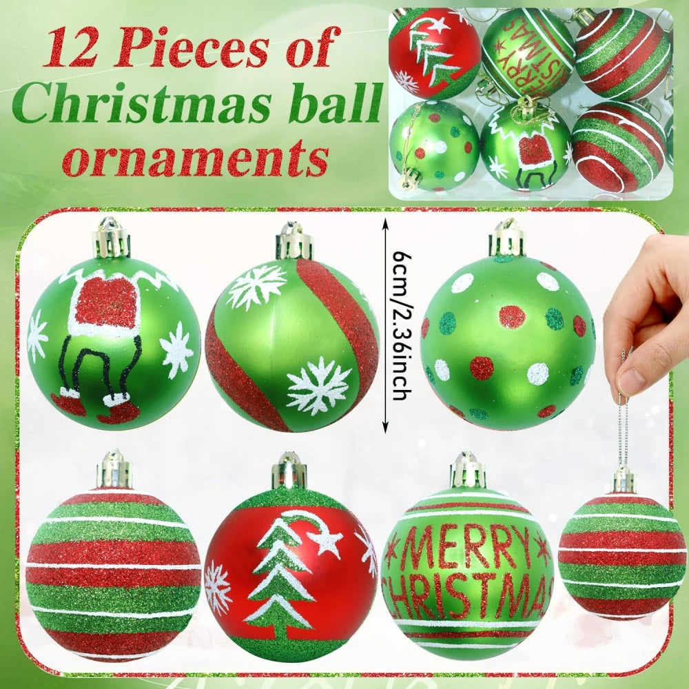 12 pçs 6cm conjunto de bola de natal para o natal ano novo casamento primavera festival carnaval festa cena pano decoração da árvore de natal