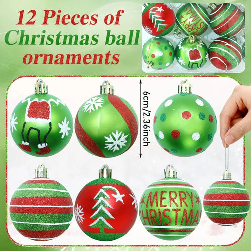 12 pçs 6cm conjunto de bola de natal para o natal ano novo casamento primavera festival carnaval festa cena pano decoração da árvore de natal