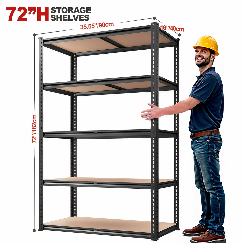 Unidade de prateleira de armazenamento resistente de 2.000 libras Rack de metal ajustável de 5 camadas Fácil montagem Organização de armazém de garagem