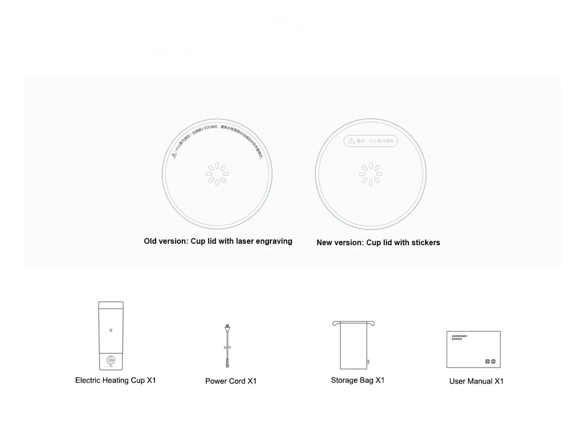 Chaleira Elétrica Inteligente Xiaomi Mijia 350ml, Copo Térmico Portátil com Fervura Rápida e Controle de Temperatura Isolado para Viagens