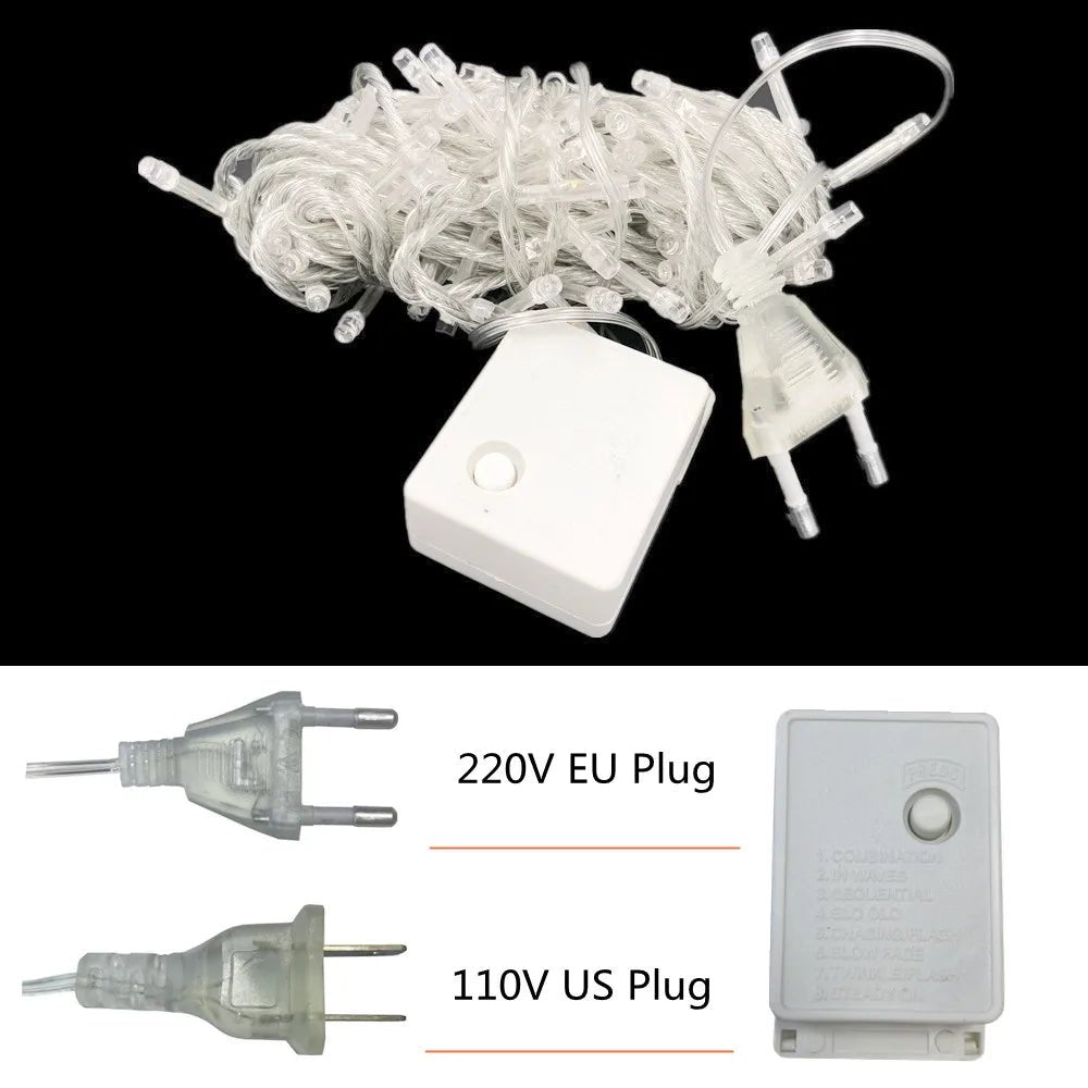 Luzes de natal 5m 10m 20m 30m 50m 100m led string luz de fadas 8 modos luzes de natal para pátio festa de casamento luzes do feriado