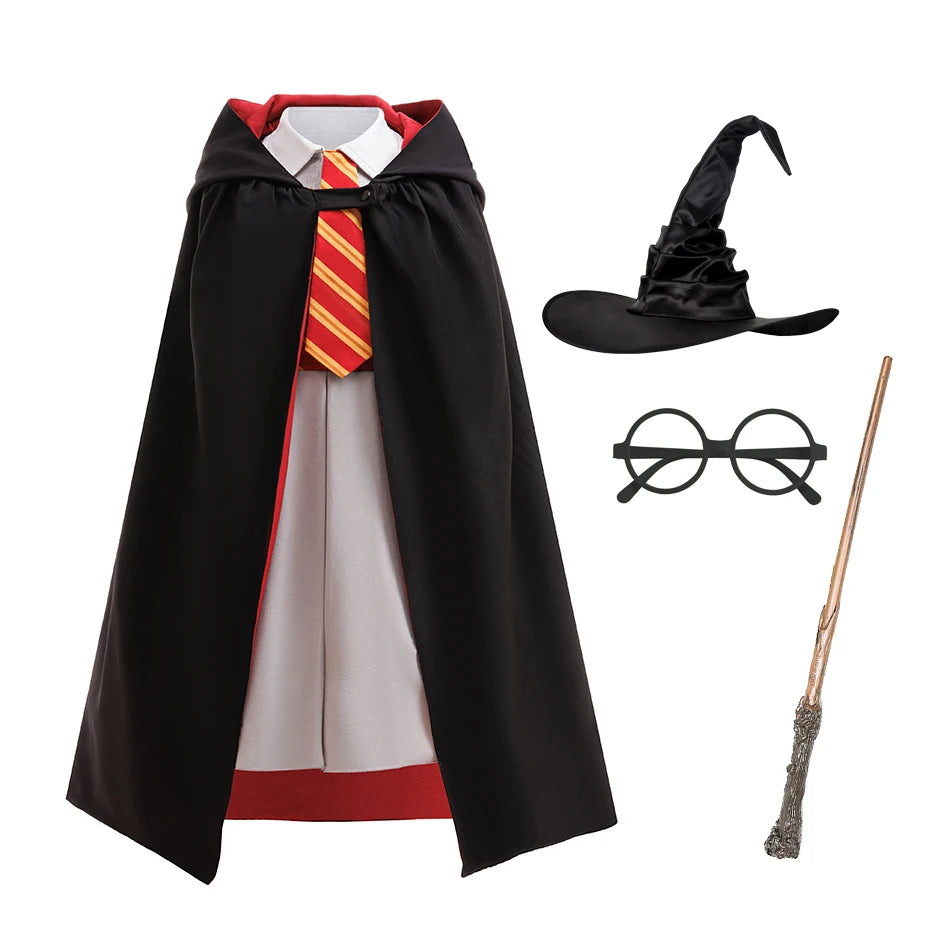 Meninas assistente escola cosplay vestido com capa uniforme da academia mágica para o dia das bruxas crianças bruxa role play festa traje carnaval