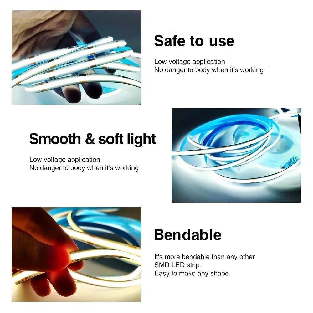 Fita de Luzes LED COB com Sensor de Movimento USB 5V Regulável 320LED/m Flexível para Armário Cozinha Guarda-Roupa Iluminação de Fundo para TV