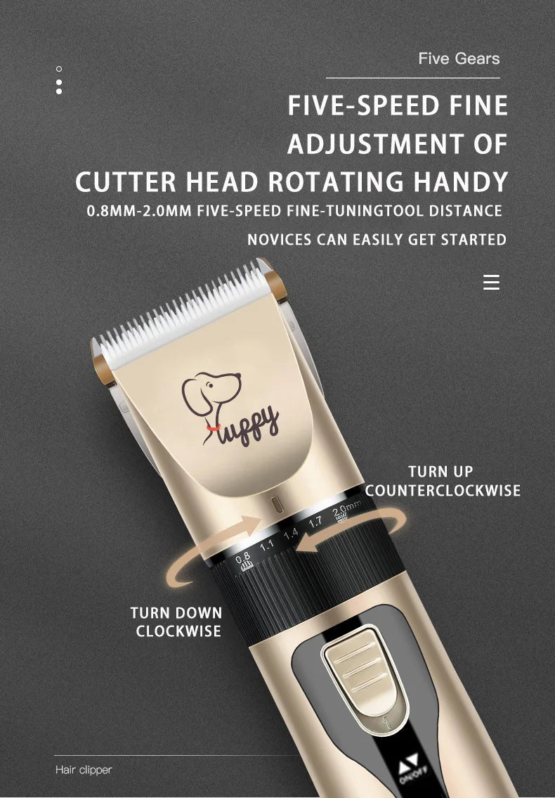 Kit de Tosa Elétrico Recarregável para Cães e Gatos, com Máquina de Cortar Pelos e Lixadeira de Unhas Silenciosa