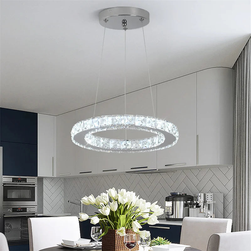 Led anel de luxo luzes pingente para sala estar jantar lustre moderno decoração casa lâmpada do teto nordic luminária lustre