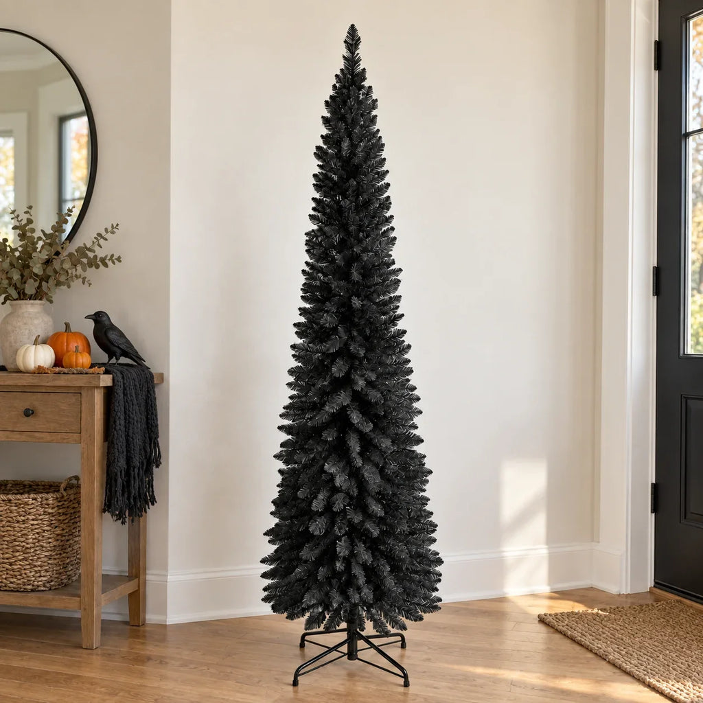 Árvore de Natal artificial preta, árvore decorativa para o Halloween, ideal para casa, escritório ou festas