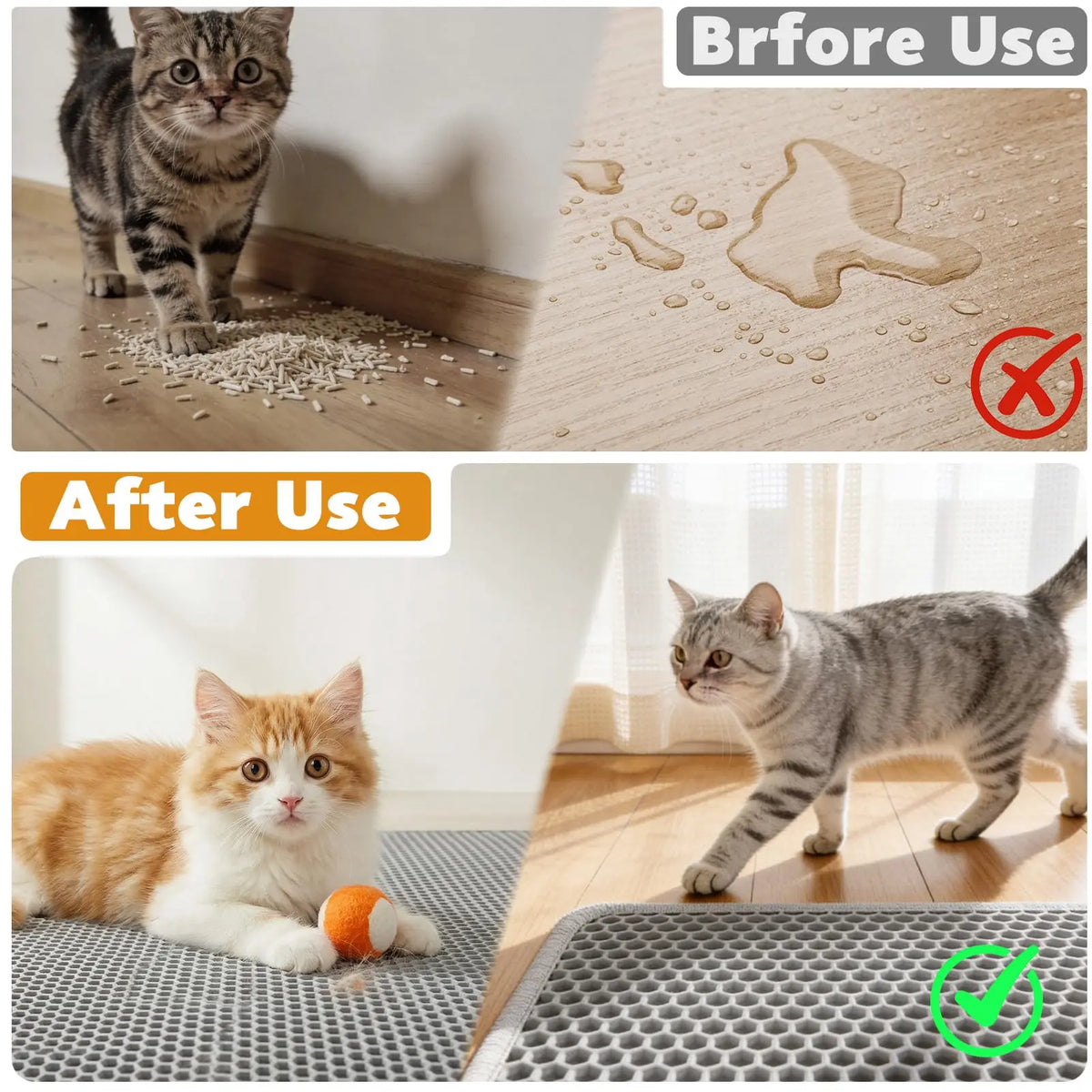 Tapete de areia para gatos, camada dupla, antiderrapante, grande, caixa de areia para animais de estimação, resistente ao desgaste, à prova d'água, antiderrapante, tapete de areia para gatos
