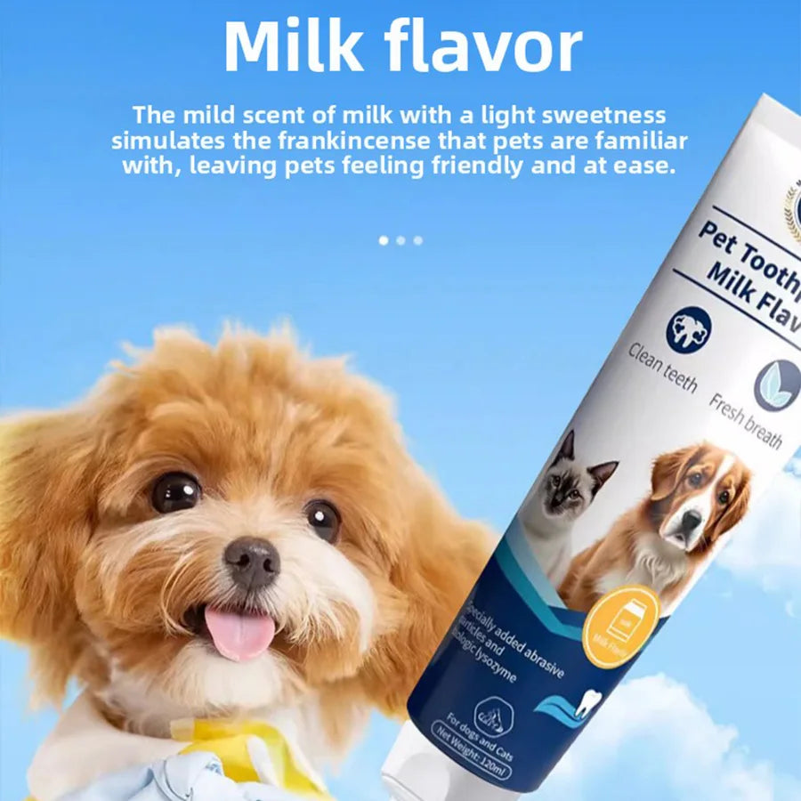 PetClear 120g de pasta de dente para animais de estimação com sabor de leite - remover tártaro, dentes limpos, refrescar a respiração, reduzir a placa para animais de estimação