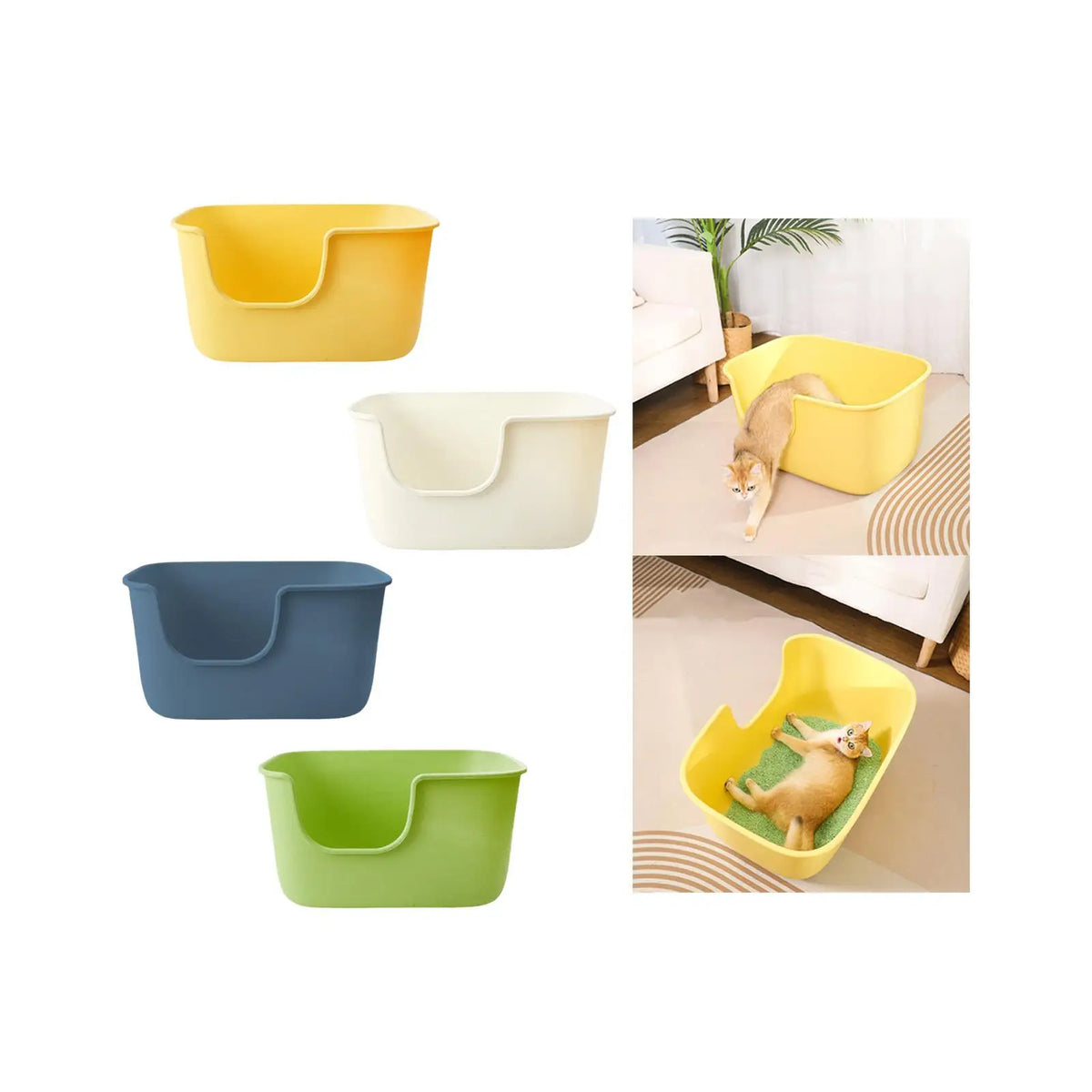 Bandejas de areia para animais de estimação com lados altos, suprimentos para animais de estimação, panela grande à prova de respingos, vaso sanitário para animais pequenos, gatinho, hamsters, gatinho, coelho